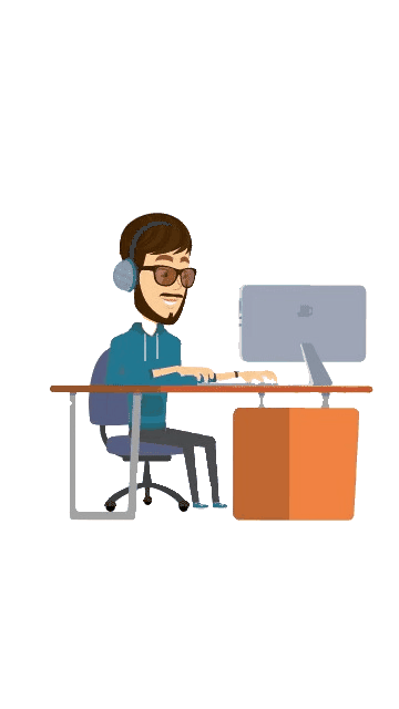 animação mexendo no computador